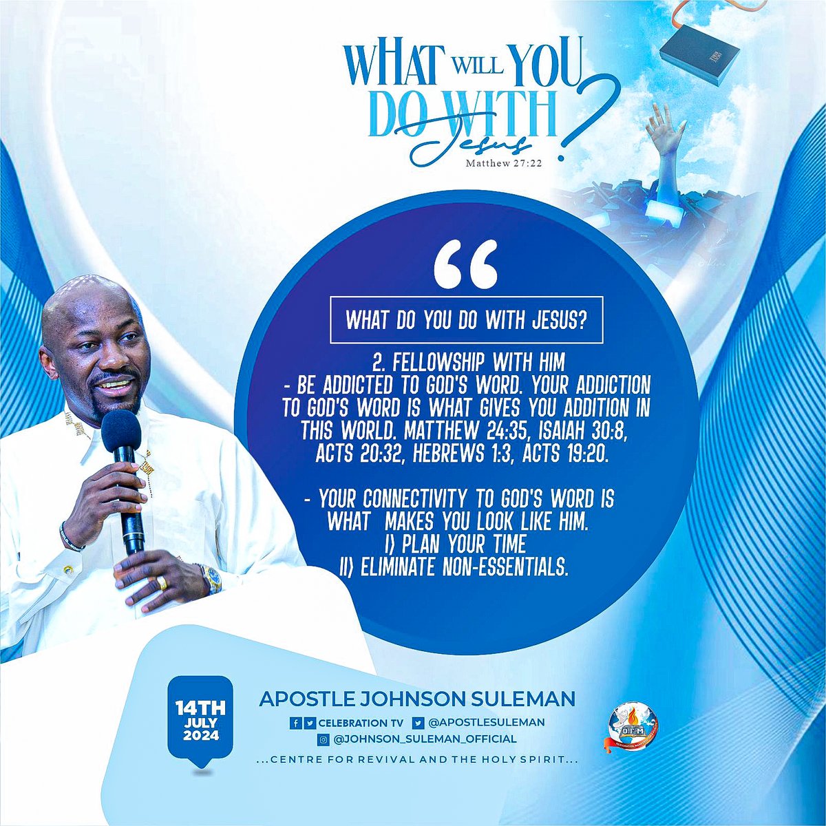 MyCelebrationTV's tweet photo. "Hate Is Over Flooding Envy And Uncontrollable Dislike. People May Offend You And Hate You But Don't Let It Control You."

Powerful Nuggets From Sunday Service🏛️ - 14th July, 2024

@APOSTLESULEMAN #OFMHQ #CelebrationTV📡 https://t.co/P7AC4ZS96x