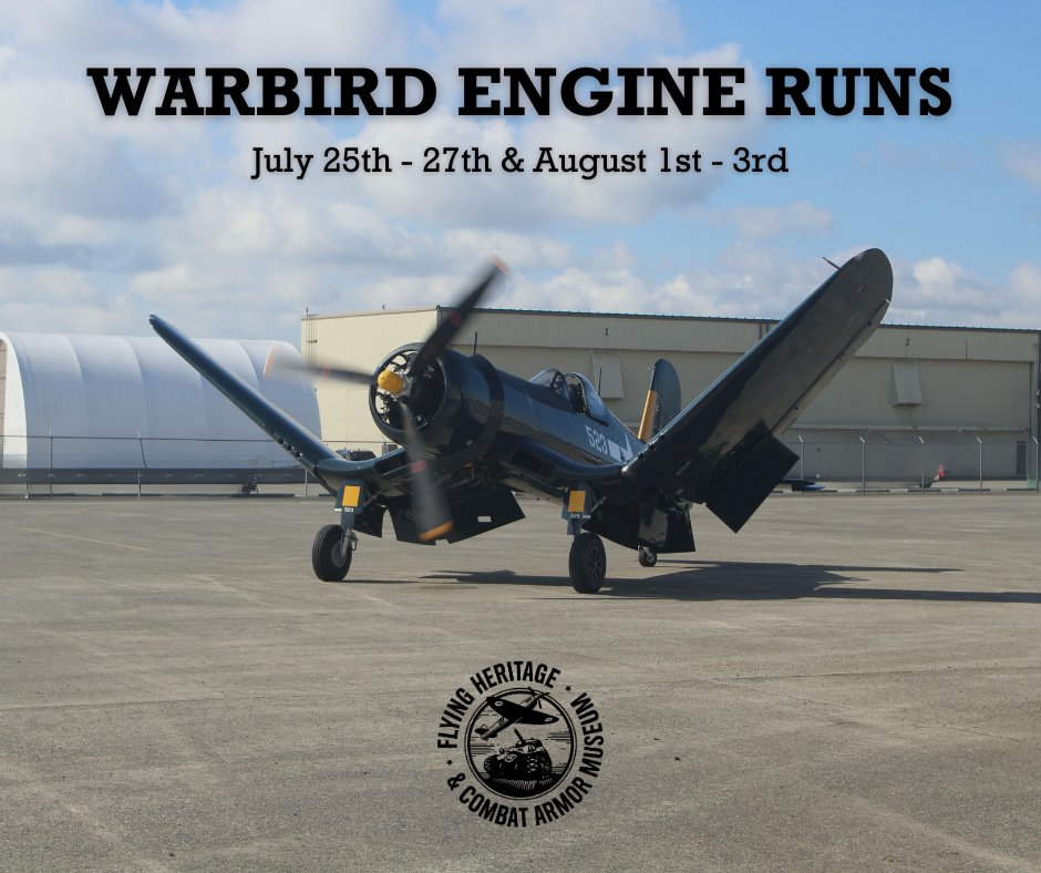 Join us next week for Warbird Engine Runs!

Our first week of engine runs start on Thursday, July 25th, and will run through August 3rd.