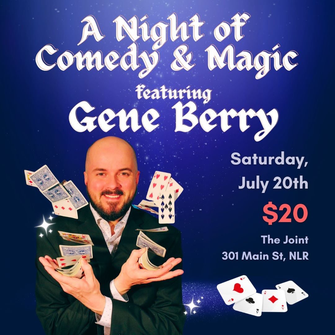 TONIGHT!!! Don’t miss out on ‘A Night of Comedy &amp; Magic featuring Gene Berry’ at 8pm! Gene just won Arkansas Times Best Comedian &amp; is guaranteed to deliver a spectacular blend of Magic &amp; Comedy!

Doors Open at 7pm. 
For Tickets or Additional Info:

thejointargenta.com/events/a-night…