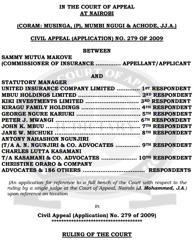 LegalEasy_KE's tweet photo. Commissioner of Insurance v. Statutory Manager, United Insurance Co. Ltd &amp; ors; Civ. Appeal (App) 279/2009

A party who appears in person cannot seek to recover instruction fees, because he cannot instruct himself. Only an advocate can claim instruction fees. https://t.co/SQvpuhGQ7g