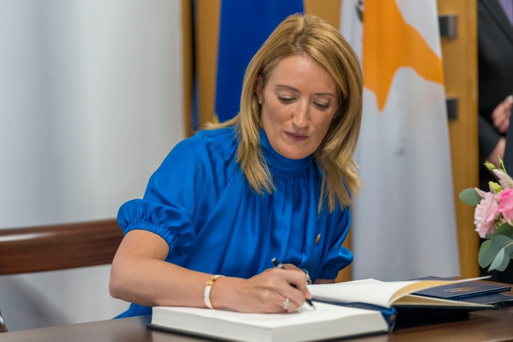 Roberta Metsola (@ep_president) on Twitter photo Today we mark a sad anniversary.
50 years of a divided Cyprus.
We stand with the people of Cyprus, today and always.
Europe will never be complete as long as Cyprus remains divided.
The way forward is reunification and peace. And unity as per the <a href="/UN/">United Nations</a> resolutions. Today we mark a sad anniversary.
50 years of a divided Cyprus.
We stand with the people of Cyprus, today and always.
Europe will never be complete as long as Cyprus remains divided.
The way forward is reunification and peace. And unity as per the <a href="/UN/">United Nations</a> resolutions.