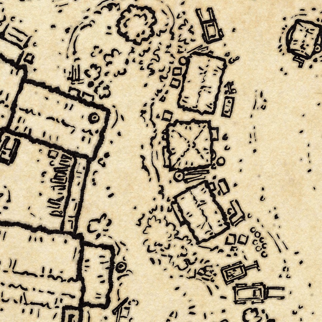 schley's tweet image. Here’s a high-res look at some of the “inks” from my map of Tarryville. Color washes come next. #TheEpicAtlas