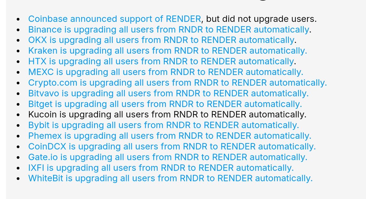 TheRealD0c's tweet photo. On July 26th,

All of these tier 1 exchanges will swap $RNDR for $RENDER.

The $RENDER listing will be the greatest altcoin listing you have ever seen.

$RENDER will shock the world.

Bookmark this post. https://t.co/urSZ8Ovzzg
