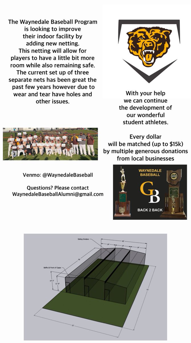 WaynedaleBSB's tweet photo. Please consider making a donation today! #GoldenBearPride🟡🐻 https://t.co/o1aXTL7Wiv