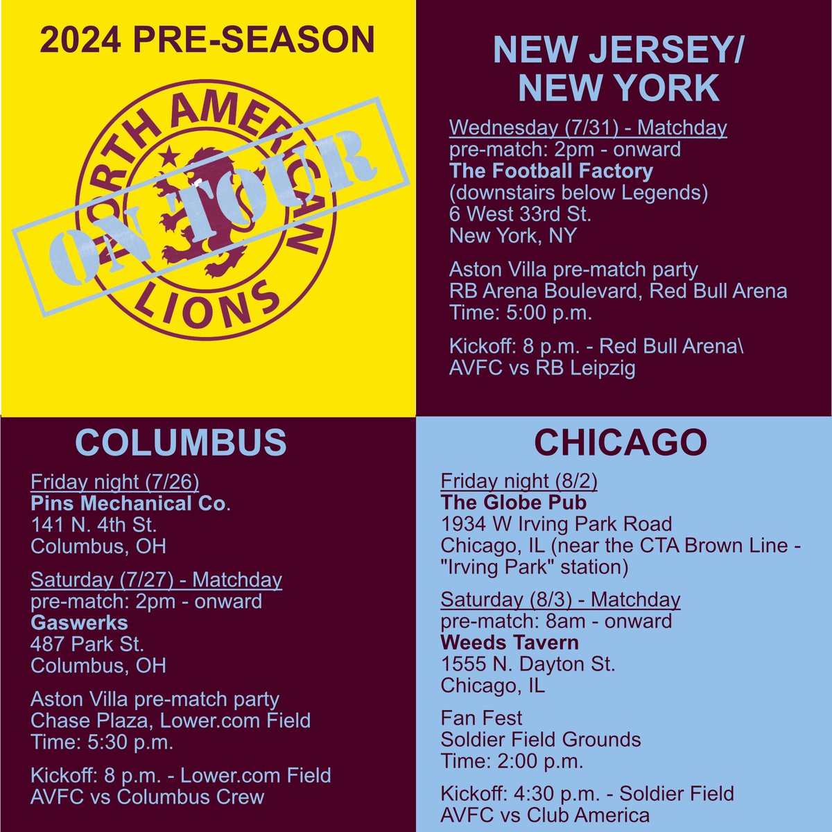 For those joining us "on tour" starting next week! #NAVillaOnTour #VillaInTheUSA