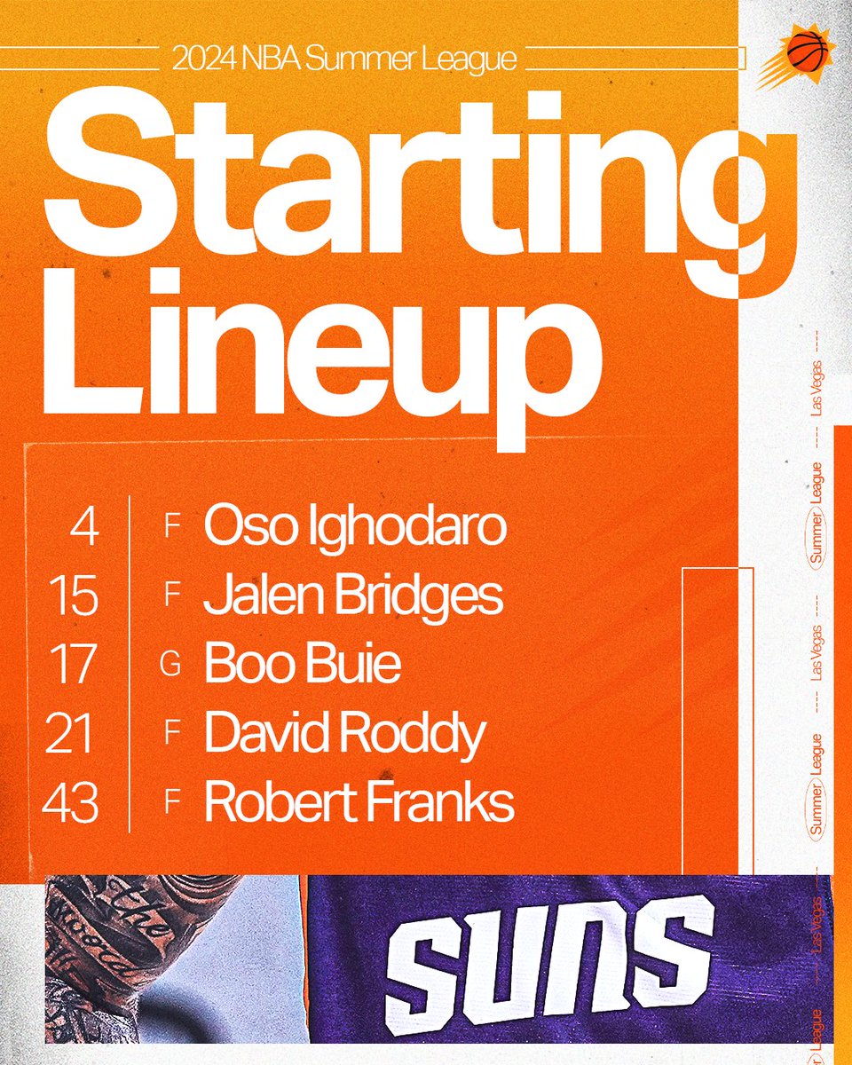 Suns's tweet photo. Today's Starting 5 ☄️ https://t.co/XuhwzTEFvB
