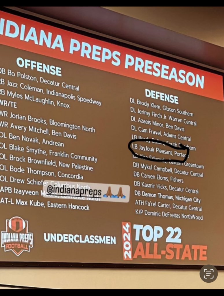 Thankful to be top 22 in the state <a href="/IndianaPreps/">Indiana Preps</a> <a href="/Bryan_Ault/">Bryan Ault - Midwest Scout</a> <a href="/ScoutingA1/">ScoutingA1</a> <a href="/FFBallAllDay/">Sam Erman</a> <a href="/ScottC_Scout/">College Scout</a> <a href="/CoachZaneRies/">Zane Ries</a> <a href="/BSUFBRecruiting/">Ball State Football Recruiting</a> <a href="/PrepRedzoneIN/">Prep Redzone Indiana</a> <a href="/arpanNPID/">College Scout - Arpan Dixit</a> <a href="/CoachMcNamara9/">Ryan McNamara</a> <a href="/prepprospect1/">The Prep Prospect Report</a>