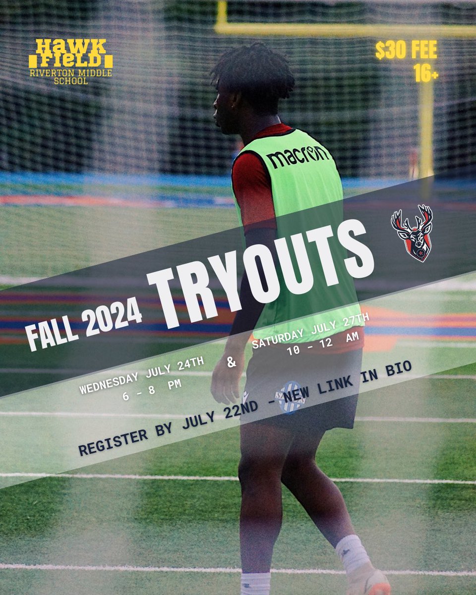 SpfldFC's tweet image. 🚨UPDATED LINK FOR FALL TRYOUTS🚨

We will have two dates available for tryouts:
- Wednesday July 24th 6-8pm 
- Saturday July 27th 10am-12pm
📍Hawk Field @ Riverton Middle School 

All players must register for tryouts and pay the fee before July 22nd - new link is in our bio!