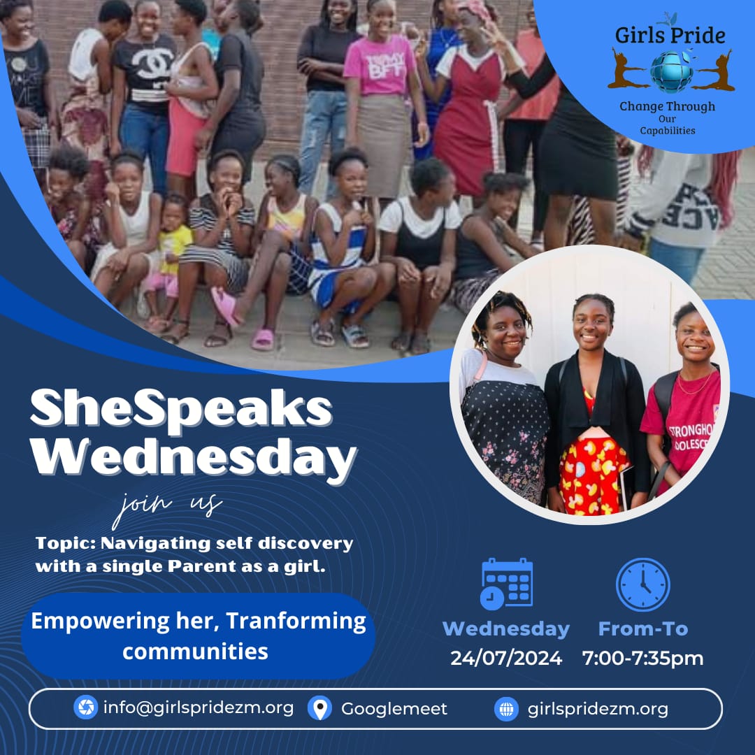 GirlsPrideZM's tweet photo. 35minutes! 
Our girls will delve into their true selves,identifying who they are, envisioning their futures,and plotting their paths to success. This unique space will provide a sense of belonging and empowerment, encouraging us all to learn from each other's diverse experiences. https://t.co/S7kAAWPcfT