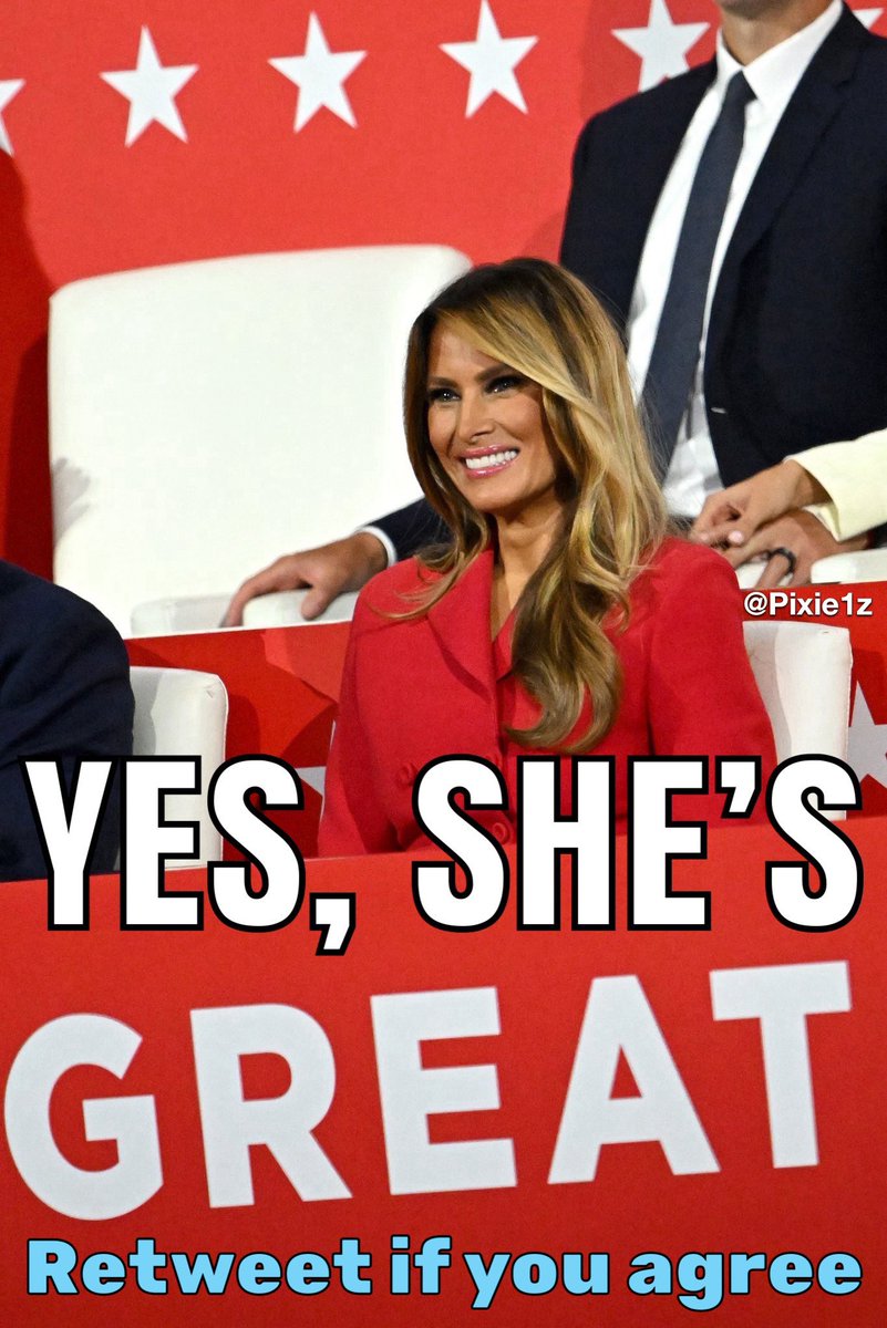 Pixie1z's tweet photo. Yes, Melania is GREAT!!

Retweet if you agree. https://t.co/kPpimHQiSc