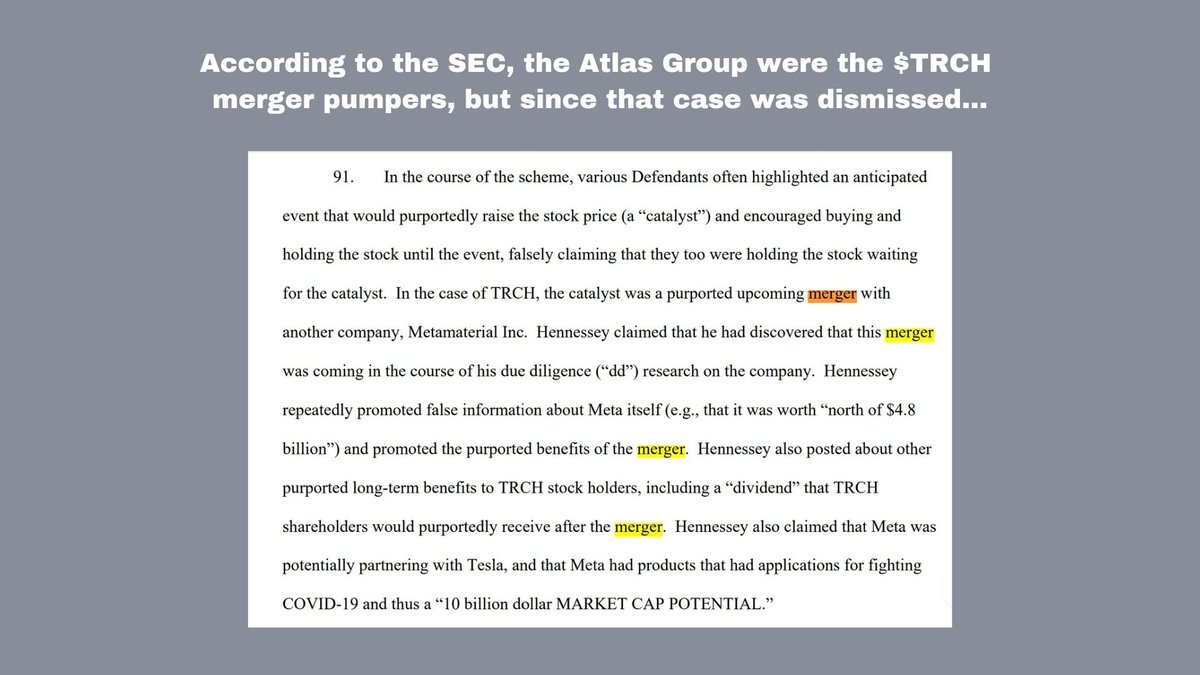 RareDealsHere's tweet photo. The @SECGov used CAT data to investigate and file charges against retail investors that allegedly pumped & dumped multiple securities including $TRCH (the predecessor of MMAT & MMTLP).

@FINRA has investigated the "issuers" of $MMTLP & $MMAT via blue sheet data for fraud/manipulation.

The SEC case against the retail investors has been dismissed.

The FINRA investigation hasn't resulted in any charges. 

Doesn't this give the impression that there might've been some type of fraud/manipulation involving these tickers, but since the evidence (CAT DATA & Blue Sheets) doesn't support pinning the crimes on who the regulators are targeting, they're choosing to ignore the evidence altogether?

Isn't it odd that FINRA suspected the issuer of MMTLP of fraud/manipulation, formally began an investigation that included consulting with the SEC, but they were somehow able to post the first MMTLP Corporate Action the very next day?

Based on FINRA's Rule 6490, FINRA being aware of a fraud/manipulation investigation, let alone initiating one themselves was reason enough to deem the MMTLP Corporate Action submission deficient.

But there were at least two other reasons that the submission could've been deemed deficient. 

1. The pending/ongoing SEC investigation into the TRCH/MMAT reverse merger.

2. The issue related to settlement and clearance that FINRA allegedly ignored until right before the December 9th trading day. (Rule 6490 instructs FINRA to ensure these issues are addressed BEFORE posting a Corporate Action to the Daily List.)

A proper investigation will likely reveal that FINRA knew that the MMTLP Corporate Action submission should've been deemed deficient and/or FINRA hijacked the process in order to create a reason to deem the submission deficient AFTER posting it to their Daily List... twice!

If protecting MMTLP short sellers was the goal, deeming the submission deficient would've been a temporary solution.

By ignoring the investigations, modifying the wording of the Corporate Actions, and pretending to find an issue at the last minute...

FINRA used this as justification to U3 halt trading long enough to DELETE the TRADING SYMBOL, making it impossible for settlement to take place.

Several lawsuits and 19+ months later, FINRA continues to fight to keep the trading data hidden. 

@DOJCrimDiv @TheJusticeDept
@FBI @FBIWFO @FBILosAngeles @The_DTCC @SecretService @RepRalphNorman @MikeCrapo @denniskneale #MMTLPsetaDATE
