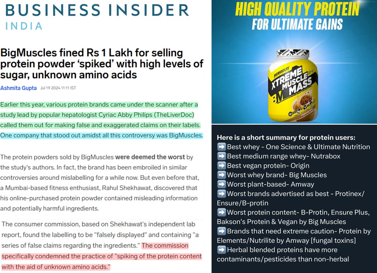 theliverdoc's tweet photo. Our peer-reviewed published report on random testing of protein supplements available in the Indian market continues to bring out the truth which our group brought to the public with transparent results. We take risks, perform analysis, publish studies and simplify complex matters only for improving public health and health information. Happy to see we have been on the right track.
https://t.co/04zV9U9G66
Our work made the apex food and dietary supplements regulator in the country change gears and wake up. The FSSAI is now preparing strict rules for protein supplements.
https://t.co/I5DPWiOZDs

We hope these will positively impact publich health.
We do this for you.

I want to continue this, with Citizens Protein Project II - with higher level of analysis and more brand inclusions. More on that in the near future, sooner than later.
