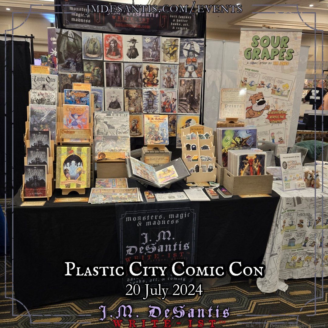 jmdesantis's tweet photo. All set up at @PlasticCityCon right next to friend & fellow A Kid and a Comic creator, Tim Jones! Getting to see a few old faces here, as well.
#Writeist #author #artist #writer:
#DarkFantasy & #Horror #books #novels #comics #art #stickers #artcommissions https://t.co/3bXNd1632w