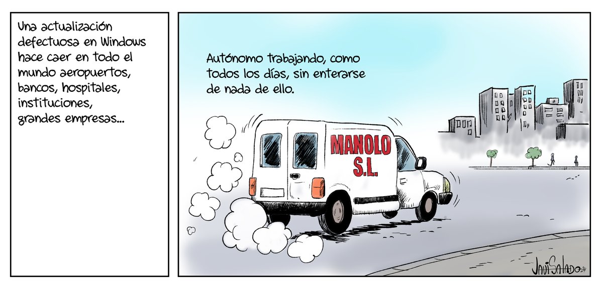 JaviSaladoo's tweet photo. Caída a nivel mundial de Microsoft. Los que siempre sobreviven a todo, siguen adelante. #Microsoft #crownstrike #autonomos https://t.co/uZxP203dX9