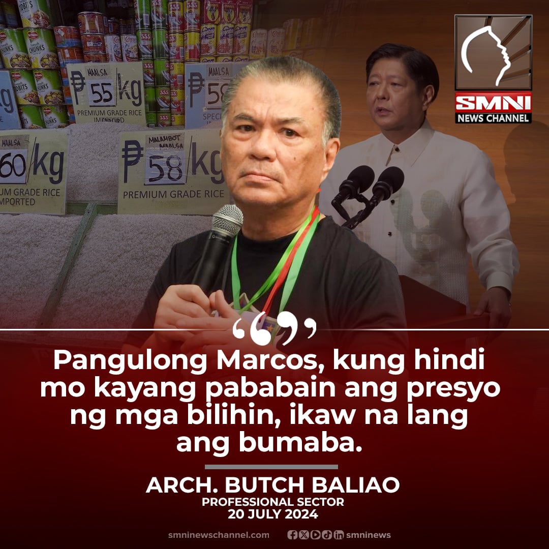 smninews's tweet photo. Ikaw na lang ang bumaba —Arch. Butch Baliao, Professional sector kay PBBM https://t.co/ErFOQz2auR