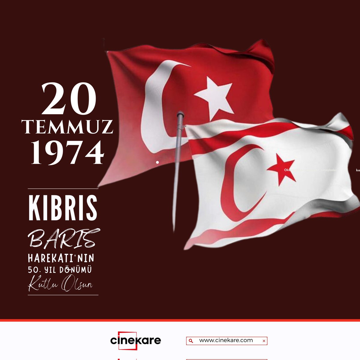 cinekare's tweet photo. Kıbrıs Barış Harekâtı'nın 50. Yılı Kutlu, Sonsuz Olsun! 🇹🇷

Bugün, kahraman ve fedakâr Türk Silahlı Kuvvetleri ve Mücahitlerimizin mücadelesini gururla anıyoruz. Aziz şehitlerimizi rahmetle, gazilerimizi minnetle yad ediyoruz.

#KıbrısBarışHarekâtı #50Yıl #ŞafaktaParlayanHürriyet https://t.co/IHKxOHhiqO
