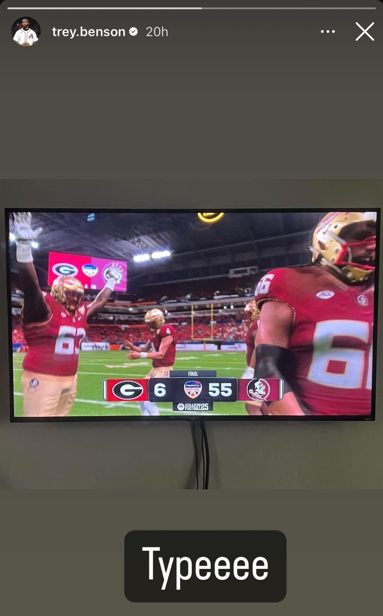 Trey Benson getting some revenge for his Noles on CFB 25 😂