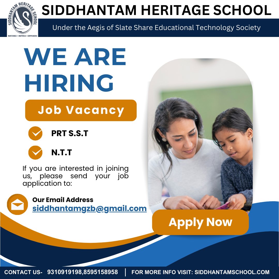 Siddhantam23's tweet photo. Job Vacancy
PRT S.S.T
N.T.T
WE ARE HIRING
If you are interested in joining us, please send your job application to:
Our Email Address
siddhantamgzb@gmail.com
#photooftheday #jobseeker #interview #hr #jobsearching #jobinterview #jobhunt #vacancy #ilovemyjob #office #money #jobope https://t.co/jU4NbKdgN0