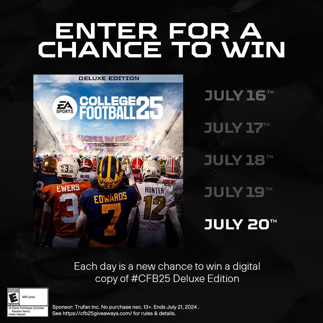 ‼️ Final Day of #CFB25 Code Giveaways ‼️

🔗: CFB25Giveaways.com