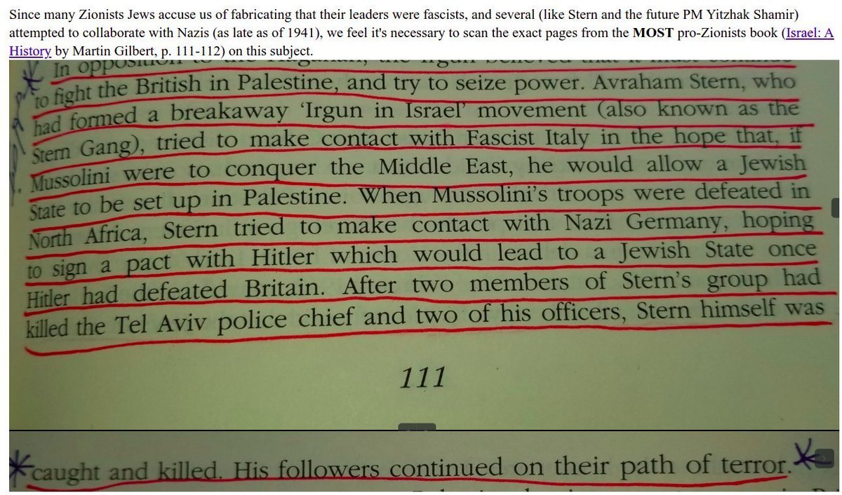SalahMa28656844's tweet photo. #MuftiThread..PLZ read what BIG Zionist #MartinGilbert wrote🔻
-#ZionistJews reached out to Hitler for an alliance in Dec 1941
-#MenachemBegin & #YitzhakShamir (Israeli PMs) bombed the war efforts
-Mufti has no place to go; He was chased out of the ME🔻
https://t.co/VUKeX4z9Ev https://t.co/cwlwgYVuXH