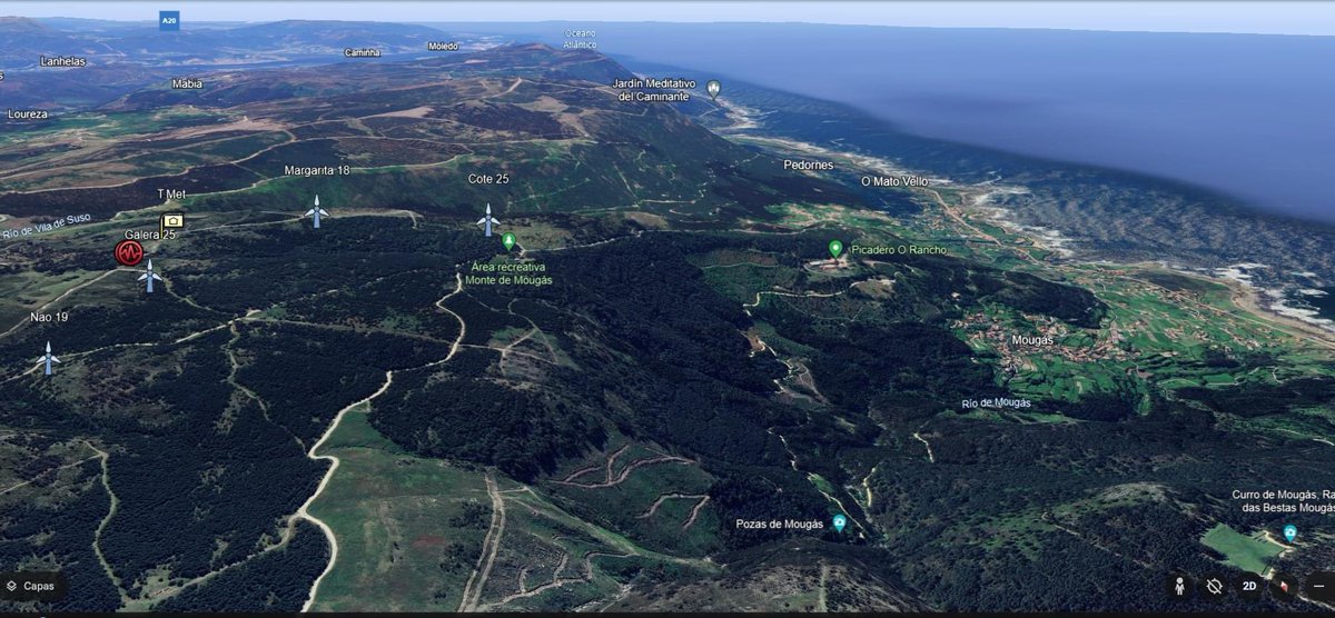 PodemosBaiona's tweet photo. Nin 6 meses dende o anuncio do @mambientexunta sobre o último proxecto na #SerraDaGroba como NON VIABLE AMBIENTALMENTE e xa a atacan de novo cun proxecto de 4 aeroxeradores (177m) - "Galera 25/ Cote 25/ Margarita 25 e Nao 19"
Unha e mil veces, NON á depredación eólica! #SOSGroba https://t.co/7S4V9G8E8a