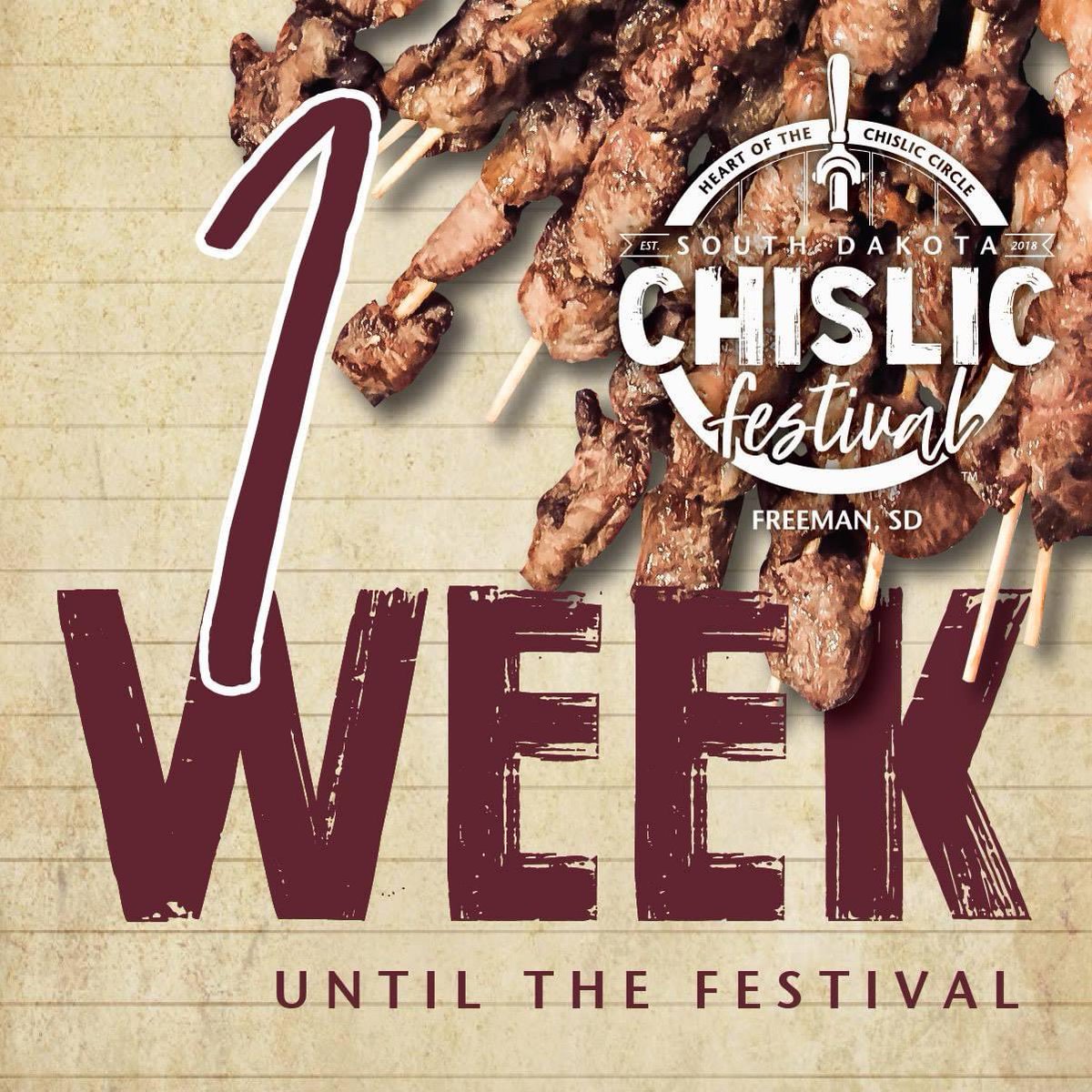 The countdown is on!  Only ONE WEEK until the festival!
#hifromSD #freemansd #chislic #sdchislicfestival #freeman