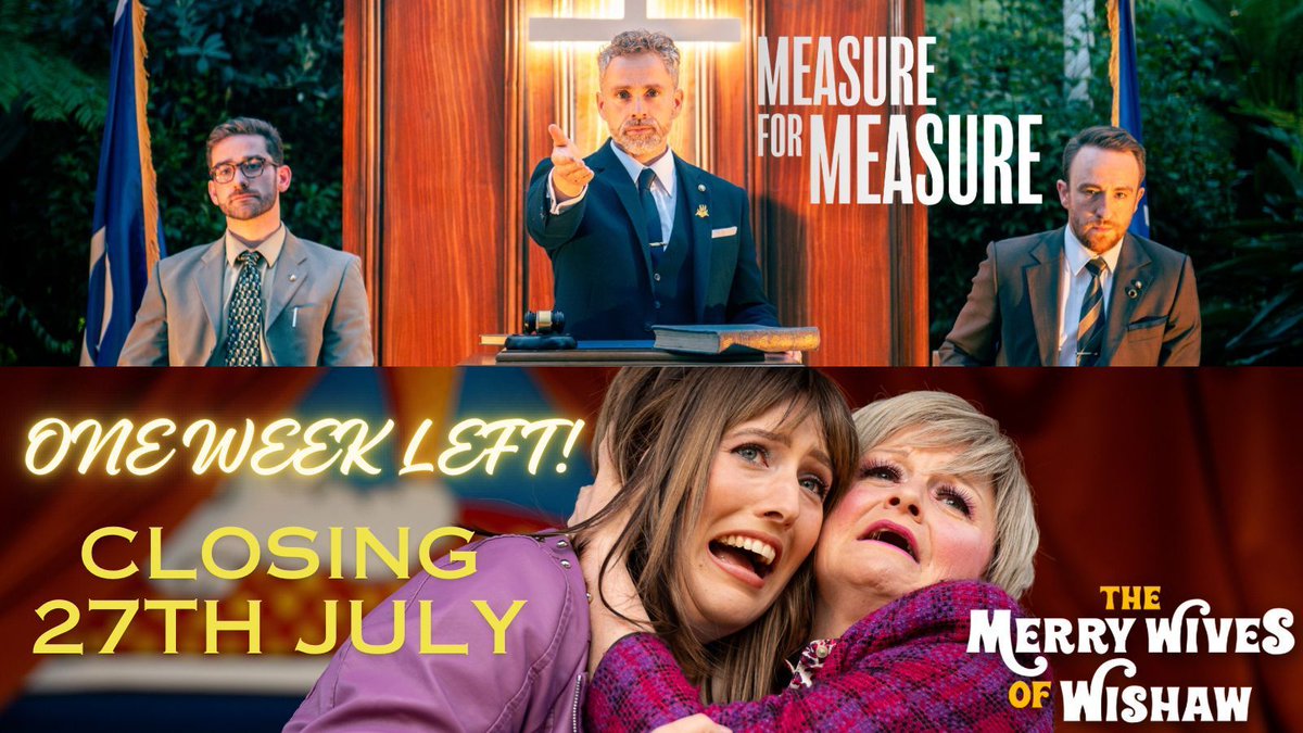 bardbotanics's tweet photo. THE MERRY WIVES OF WISHAW / MEASURE FOR MEASURE. There’s only one more week to catch our 2024 Shakespeares! MERRY WIVES, our gallus take on the Bard’s comedy, &amp; our thrilling version of his timely drama, MEASURE FOR MEASURE, close 27th July. Book now: https://t.co/gRMqbgxEPA https://t.co/mx6ItBfZti