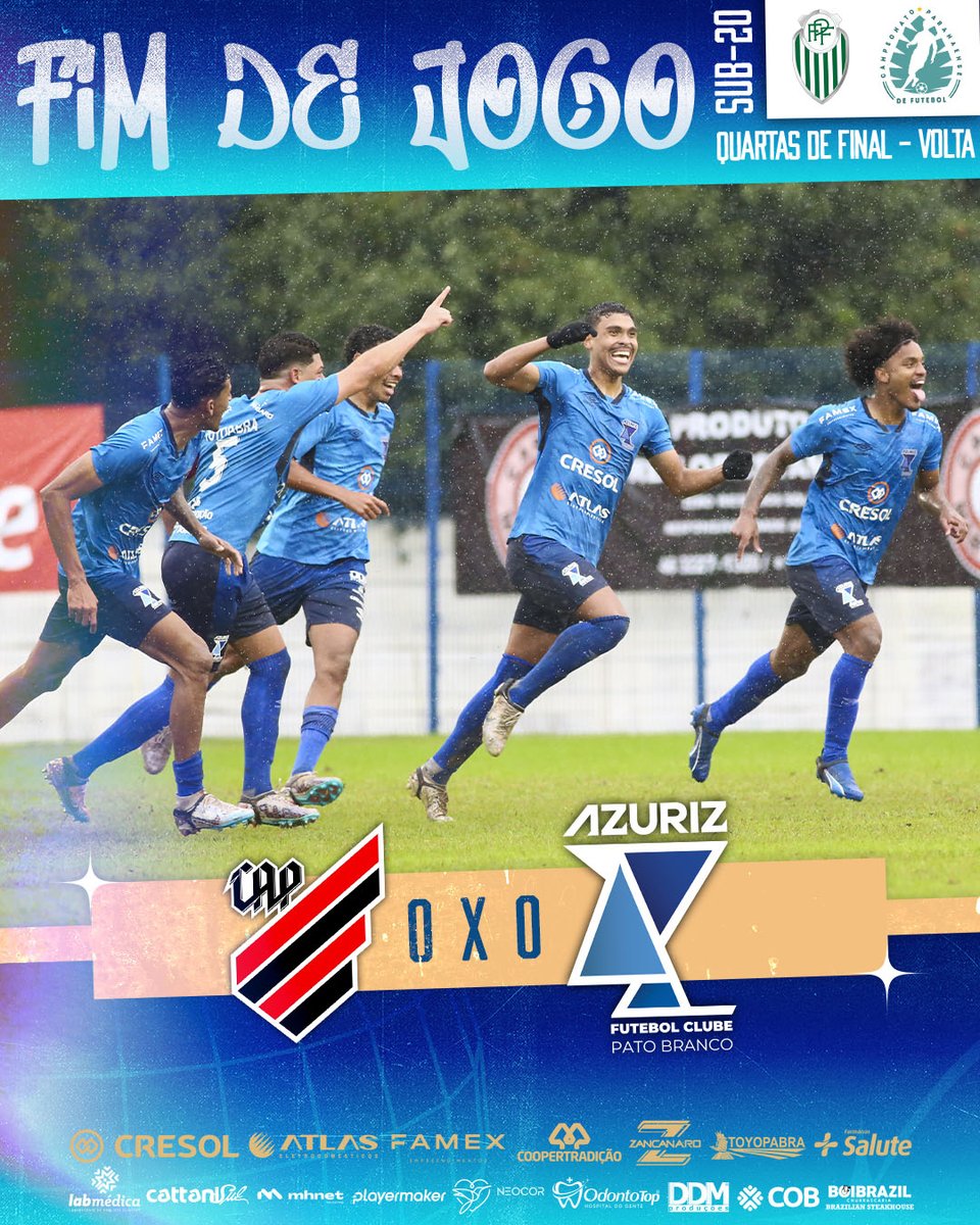 𝐅𝐈𝐌 𝐃𝐄 𝐉𝐎𝐆𝐎! - VAMOOOOOOOOS! O AZURIZ ELIMINA O ATHLETICO E ESTÁ CLASSIFICADO PARA SEMI-FINAL DO CAMPEONATO PARANAENSE SUB-20 NA SUA 2ª TEMPORADA DISPUTANDO A COMPETIÇÃO! ⚪️🦅🔵

📸 Mauricio Moreira / Azuriz FC

#AzurizFC #CategoriasDeBase #OrgulhoDoSudoeste