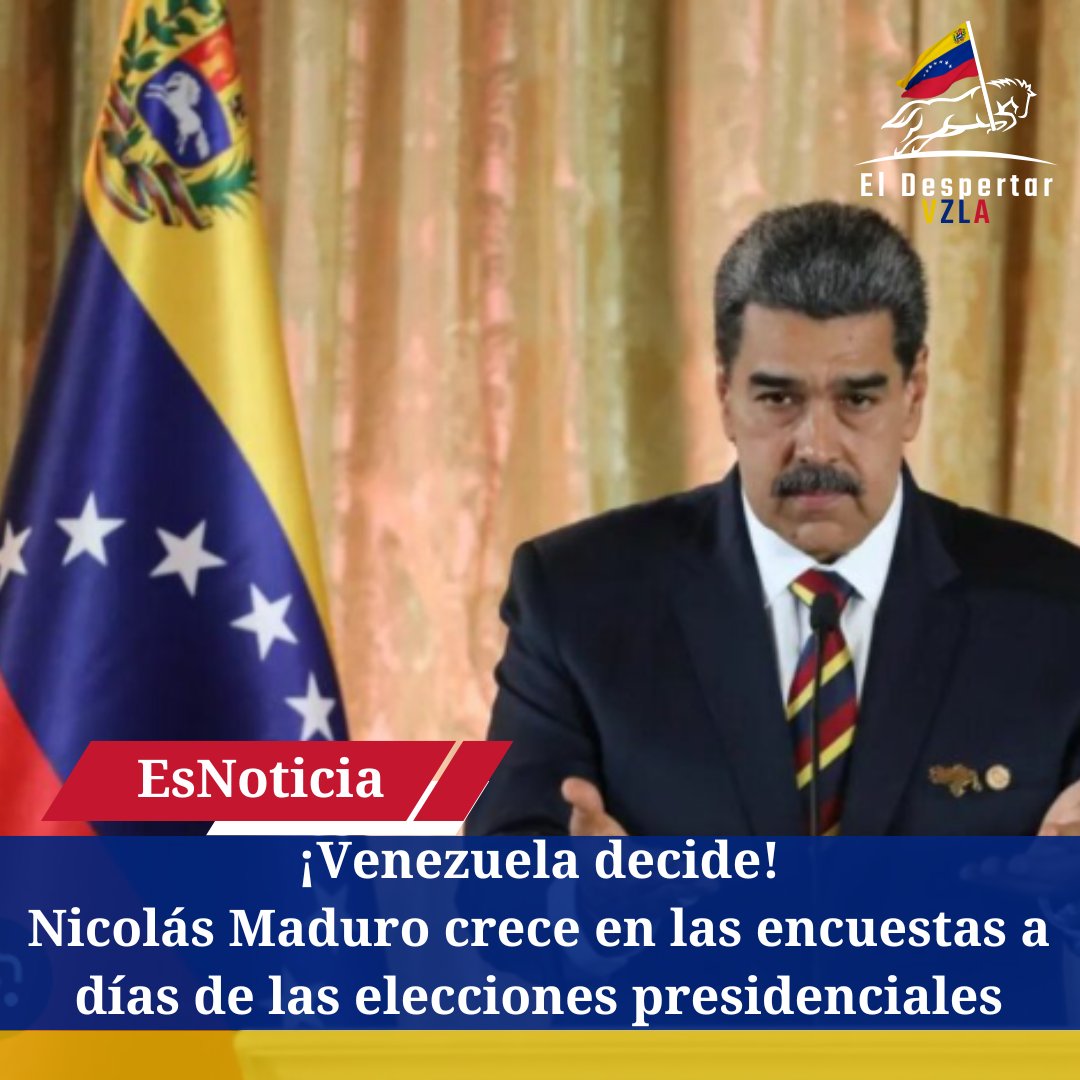 #20Jul #EsNoticia El presidente Nicolás Maduro se posiciona como favorito para los comicios nacionales del 28 de julio próximo, según diferentes encuestadoras.

#Encuesta #Elecciones #28Jul #Candidatos #Presidenciales #CNE