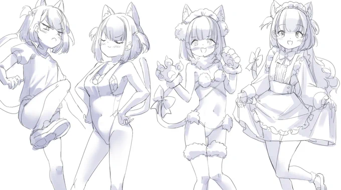 最近仕事と引っ越しで忙しいから、とりあえずみけねこさんのラフ描いた。#ねここあーと 
