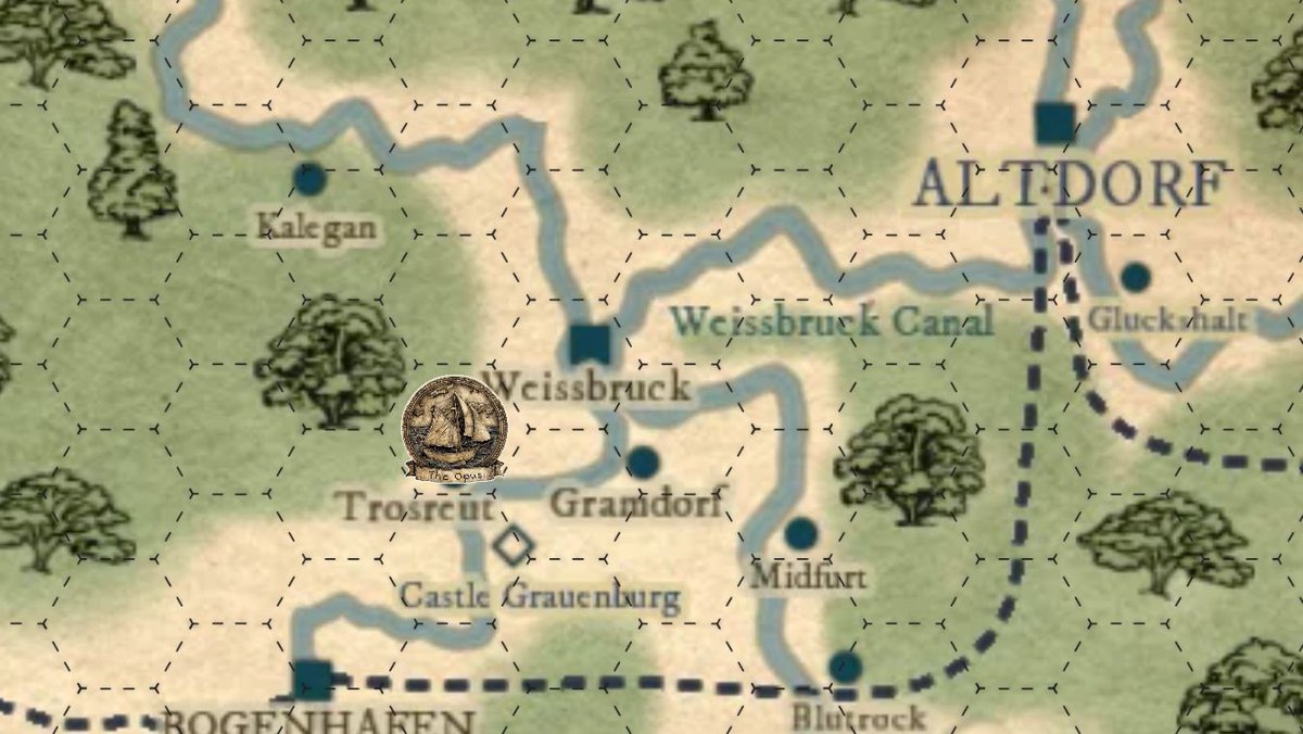 RedDiceDiaries's tweet photo. After fighting some Beastmen in last nights session our heroes are on their way to Weissbruck in their barge The Opus, via Gramdorf.

#RedDiceDiaries #TheEnemyWithing #WFRP4E #Warhammer #OSR #TTRPG https://t.co/OdY4V1jzy4
