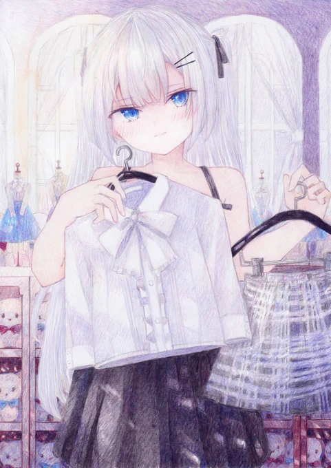午後の予定 #オリジナル #アナログ #色鉛筆 #透明水彩 