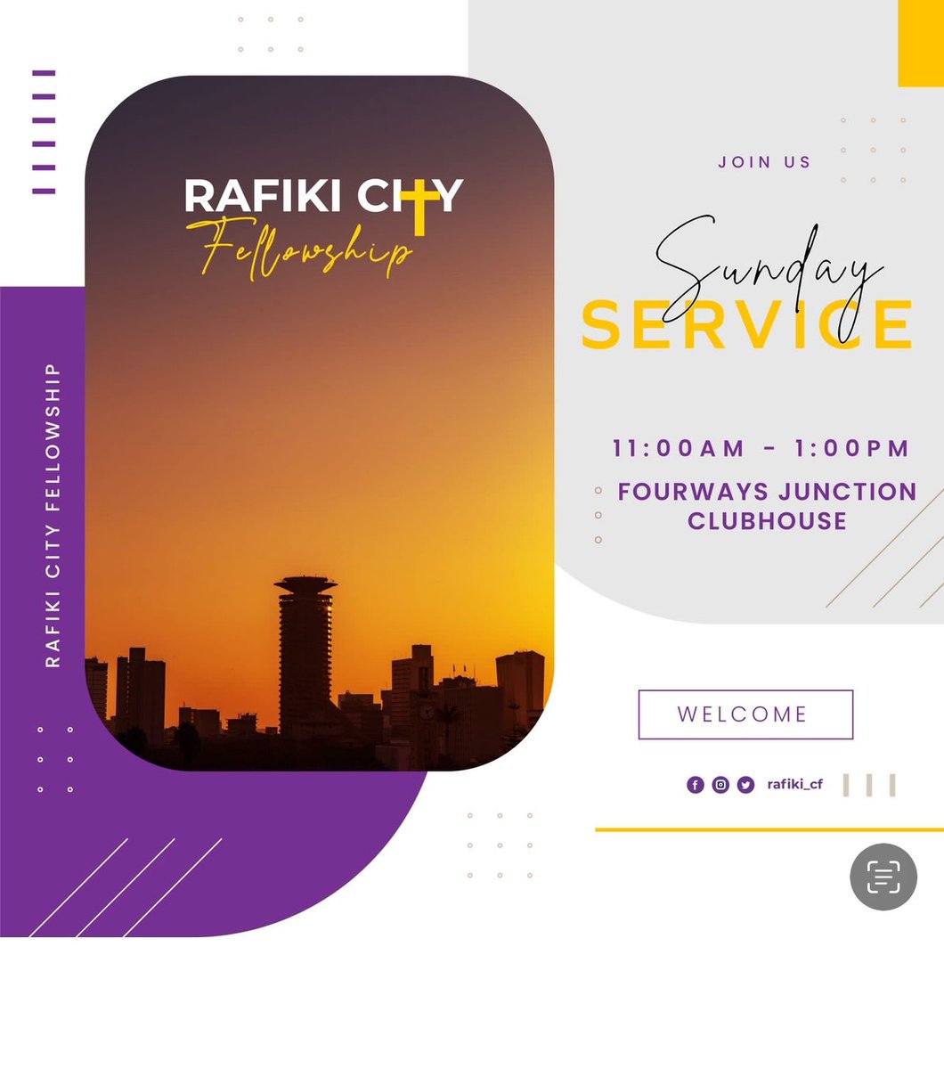Make Rafiki City Fellowship your church plan tomorrow. Our service starts from 11:00 am to 1:00 pm. Karibu Sana Rafiki! #rafikicityfellowship