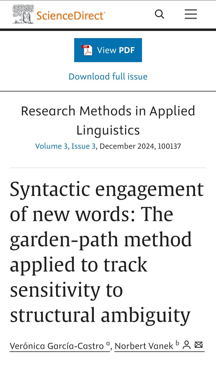 VeroGC03220771's tweet image. New article with @NorbertVanek on syntactic engagement of new words. Open access sciencedirect.com/science/articl…