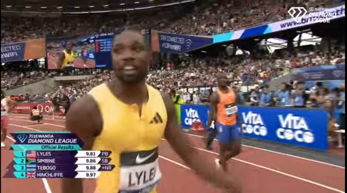 FredSuteau's tweet photo. PRÊTS POUR #JO2024 #Paris2024!
L'américain Noah #Lyles 🇺🇸 @LylesNoah tout juste arrivé en Europe remporte le 100m du meeting #DiamondLeague de #Londres 9"81 nouveau record personnel 
En grande forme aussi Akani #Simbine 🇿🇦 #AfSud 9"86 et Letsile #Tebogo 🇧🇼 #Botswana 9"88 @RFI https://t.co/JItTUDcgMn