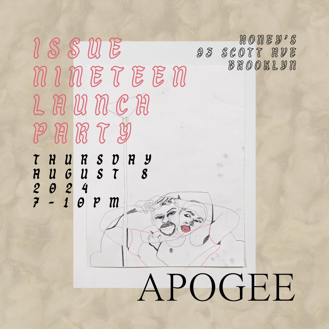 ApogeeJournal's tweet photo. Join us in celebrating the launch of the new issue on Thursday, August 8, 2024, 7-10PM at Honey's!

While our events are free of cost, we invite attendees and readers alike to  consider making a donation to an Apogee contributors' family survival  fund in Gaza City. Link below. https://t.co/67WyqeYxAg