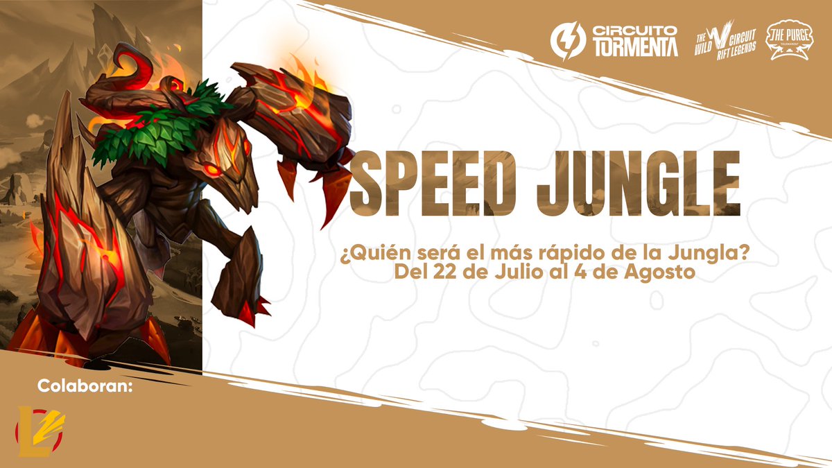 ¿Eres depredador o eres la presa?

Tu enemigo será el ⏳, limpia todos los campamentos de la jungla en el menor tiempo y sé el 👑 de la jungla.

Envíanos un clip con tu jugada para participar aqui 👇
discord.com/invite/lolwild…

Habrá una skin aleatoria para los 5 mejores!🏆