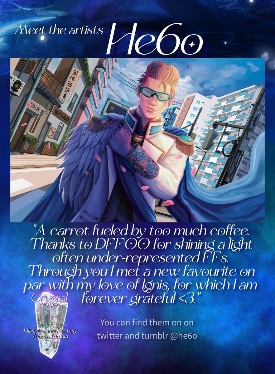 We are so excited to feature <a href="/He6o/">🥕@ coffee ✨</a>  to continue our artist bio week! 

Pre-orders end Sept 25! Reserve a copy today! 

#dffoo #dissidia #finalfantasy #ffiv #ffxiv #ffvii #finalfantasyxiv