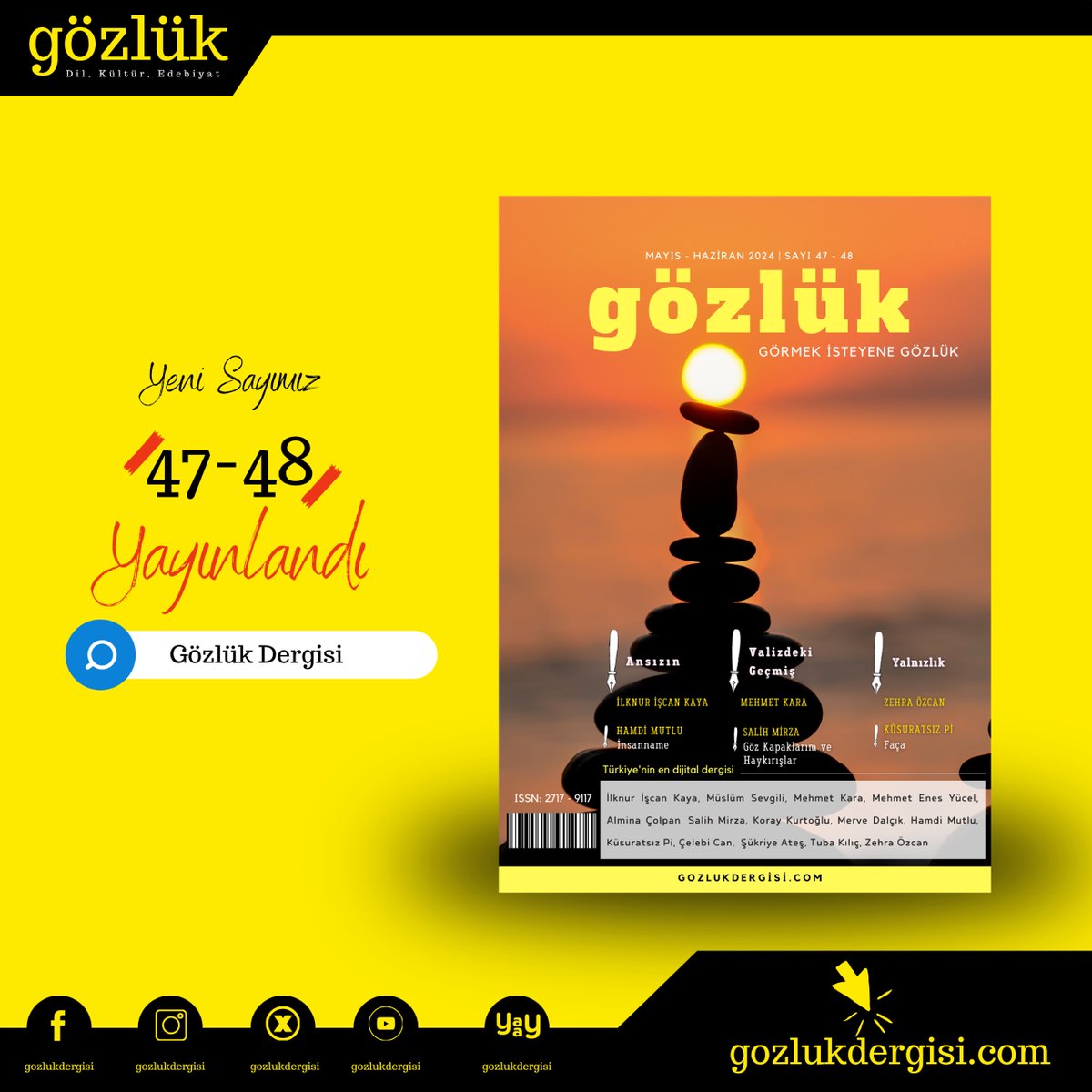 GozlukDergisi's tweet photo. #TürkiyeninEnDijitalDergisi

🖇️ Gözlük dergisi dört (4) yaşında.

🍁 Nice sayılarda buluşmak dileğiyle...

📚 Okumak İçin:
https://t.co/PEqKJL4JQP
📱Mobil Uygulamamız:
https://t.co/CCwW2LleBM https://t.co/sQriCuuSK6