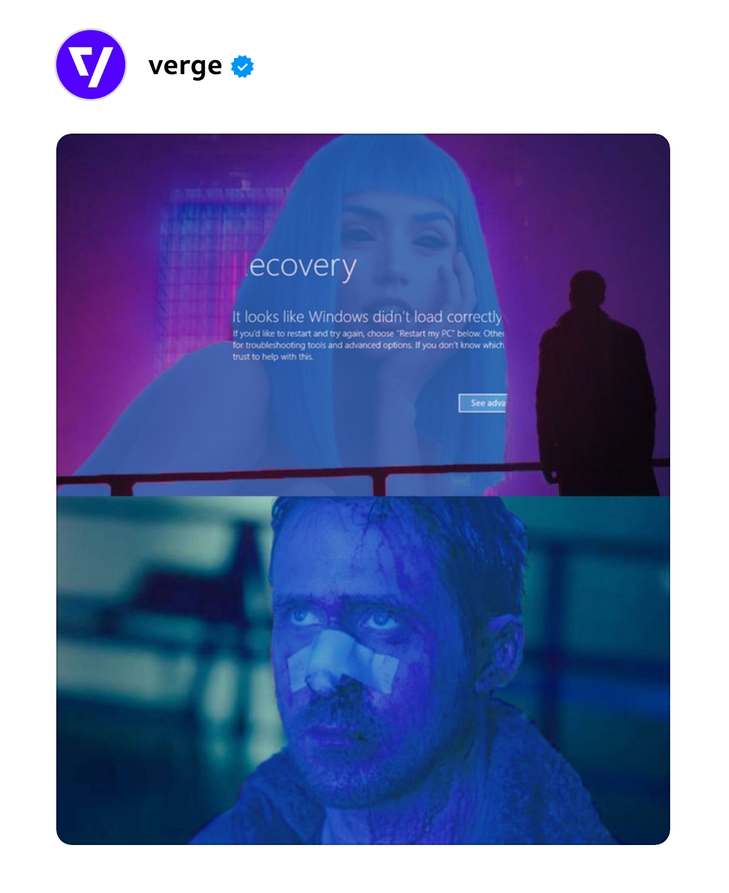 skaamit's tweet image. @ «The Verge»

Просто лучший мемас. Неимоверно прекрасно.

#WindowsBSOD
