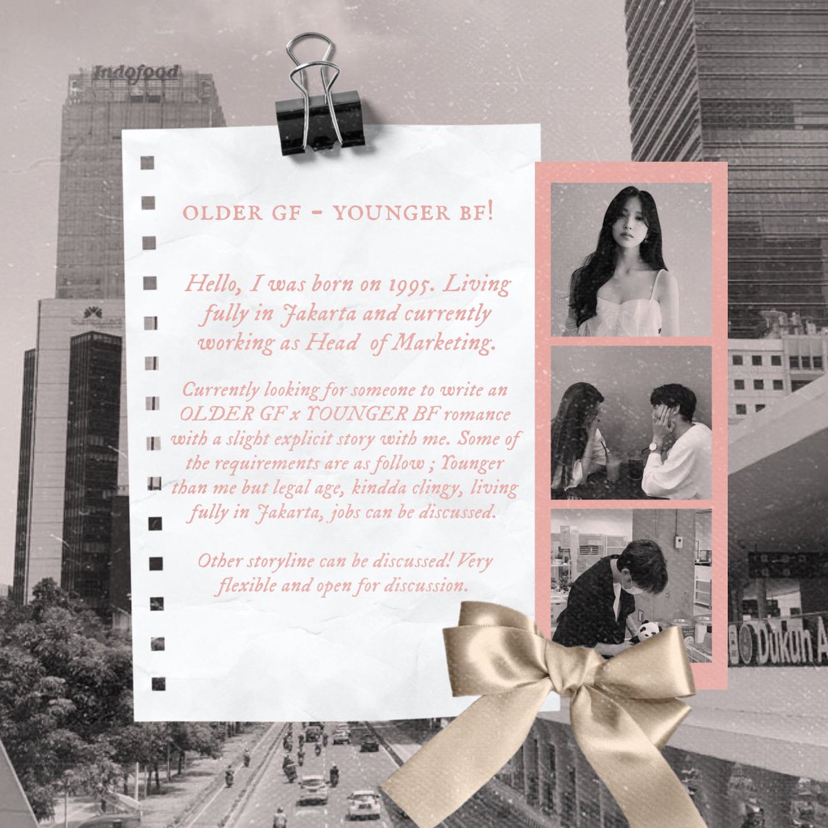 ️ ️ 

Boleh bantu repostnya? Terima kasih!

Sedang dicari LAKI-LAKI untuk mengisi relasi younger bf. Kemungkinan akan banyak interaksi dan menulis ringan. Sangat fleksibel dan terbuka untuk diskusi! ✨
  ️