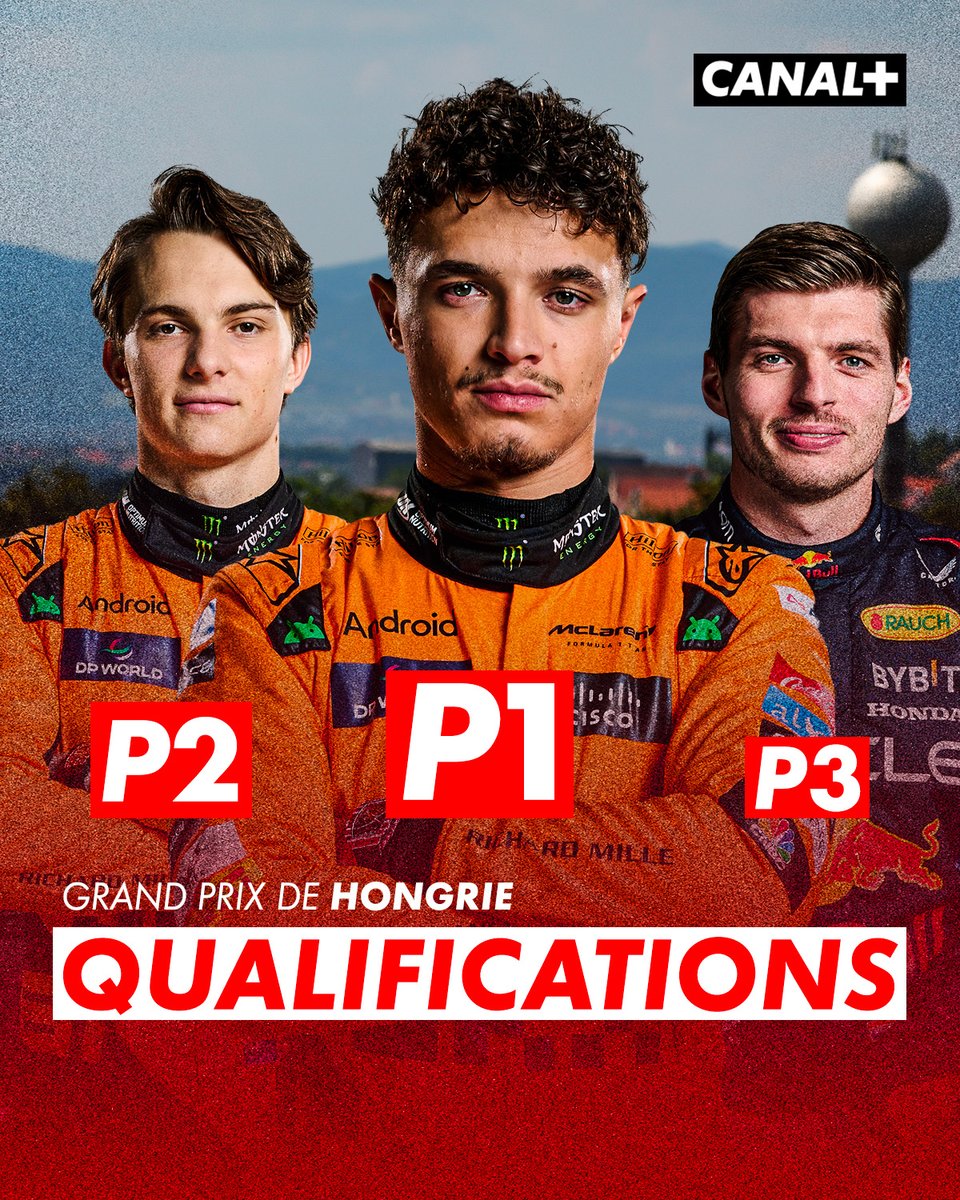 CanalplusF1's tweet photo. 🌟 POLE DE LANDO NORRIS 🌟

Doublé McLaren en Hongrie, une première depuis le Grand Prix du Brésil 2012 ! 

Max Verstappen, Carlos Sainz, Lewis Hamilton et Charles Leclerc complètent le top 6 🫡

#HungarianGP #F1 https://t.co/dHuSVZhAnR
