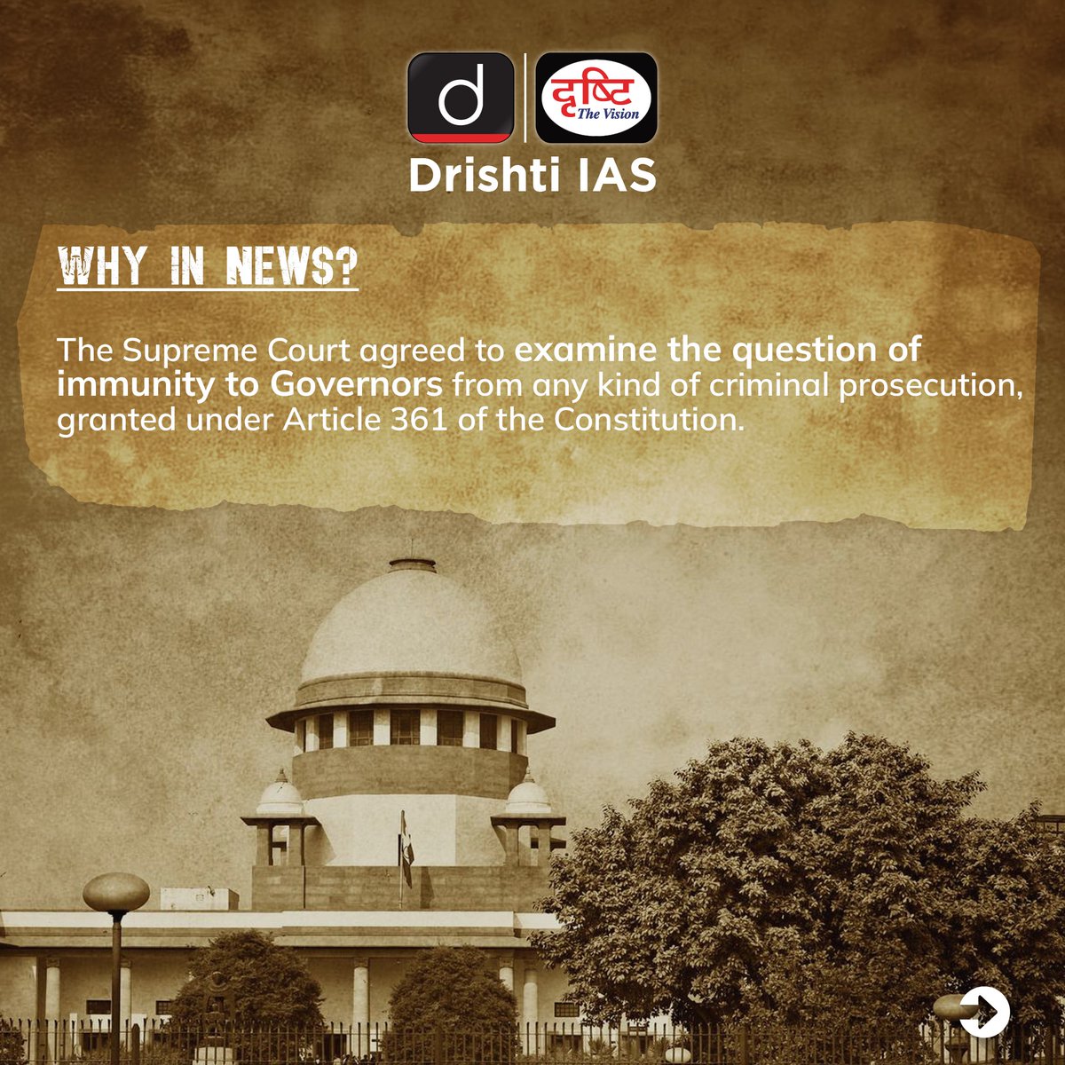 drishtiiaseng's tweet photo. Read about #Article361: #SupremeCourt to look at immunity to #Governors!
#DrishtiDailyBrief #ImmunityChallenge #CriminalProsecution #Constitution #PresidentOfIndia #LegalProceedings #CivilProceedings #Article #Appointment #Law #UPSC #IAS #DrishtiIAS #DrishtiIASEnglish https://t.co/5b4eeu0Ysv