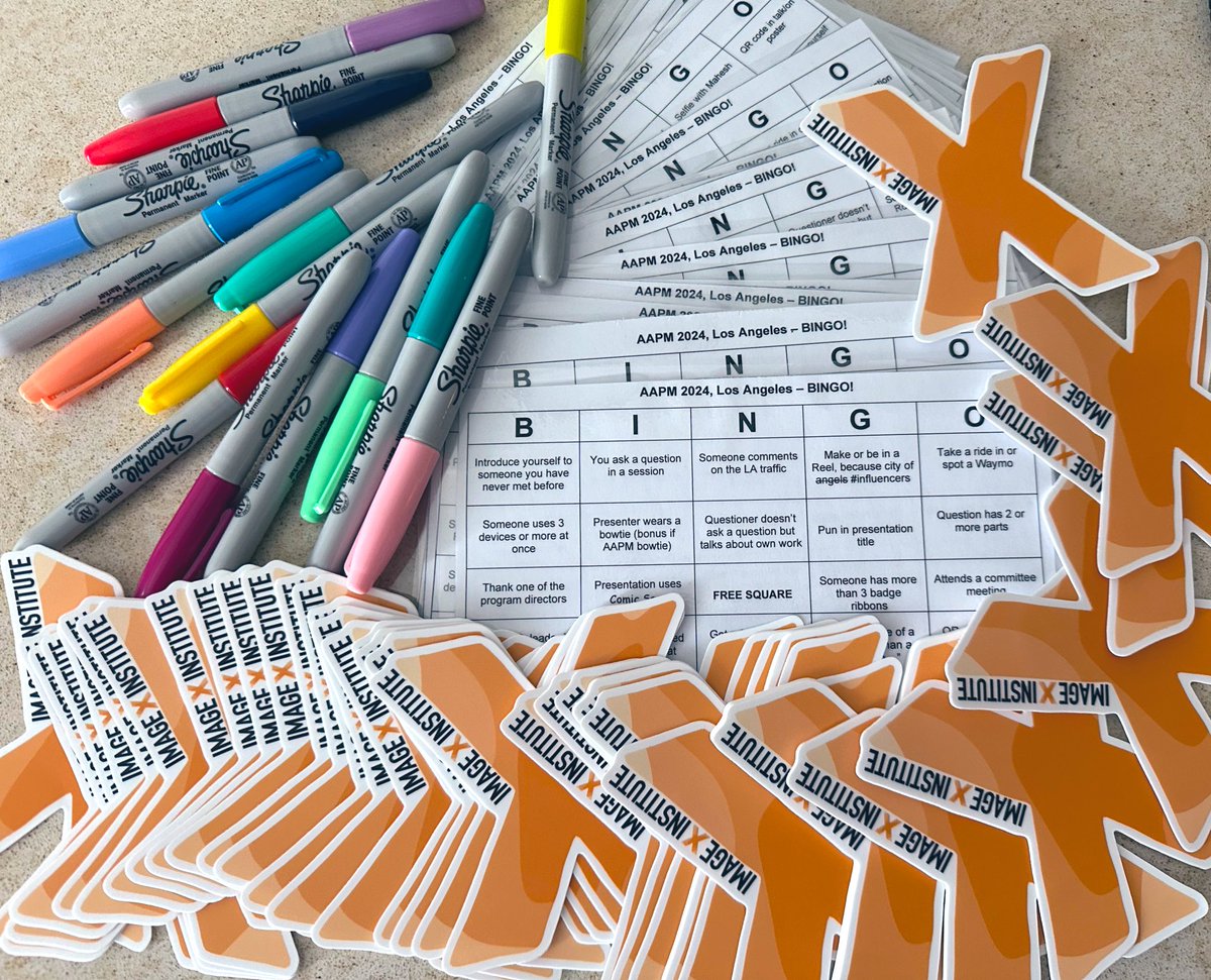 Looking to add some extra fun to your #AAPM2024? Come find me and join in the AAPM bingo! Pick up your card, cross off as many items as you can, meet new people and grab an <a href="/imagexinstitute/">Image X Institute</a> sticker! 

Looking forward to a great week of science, networking, and mentoring!