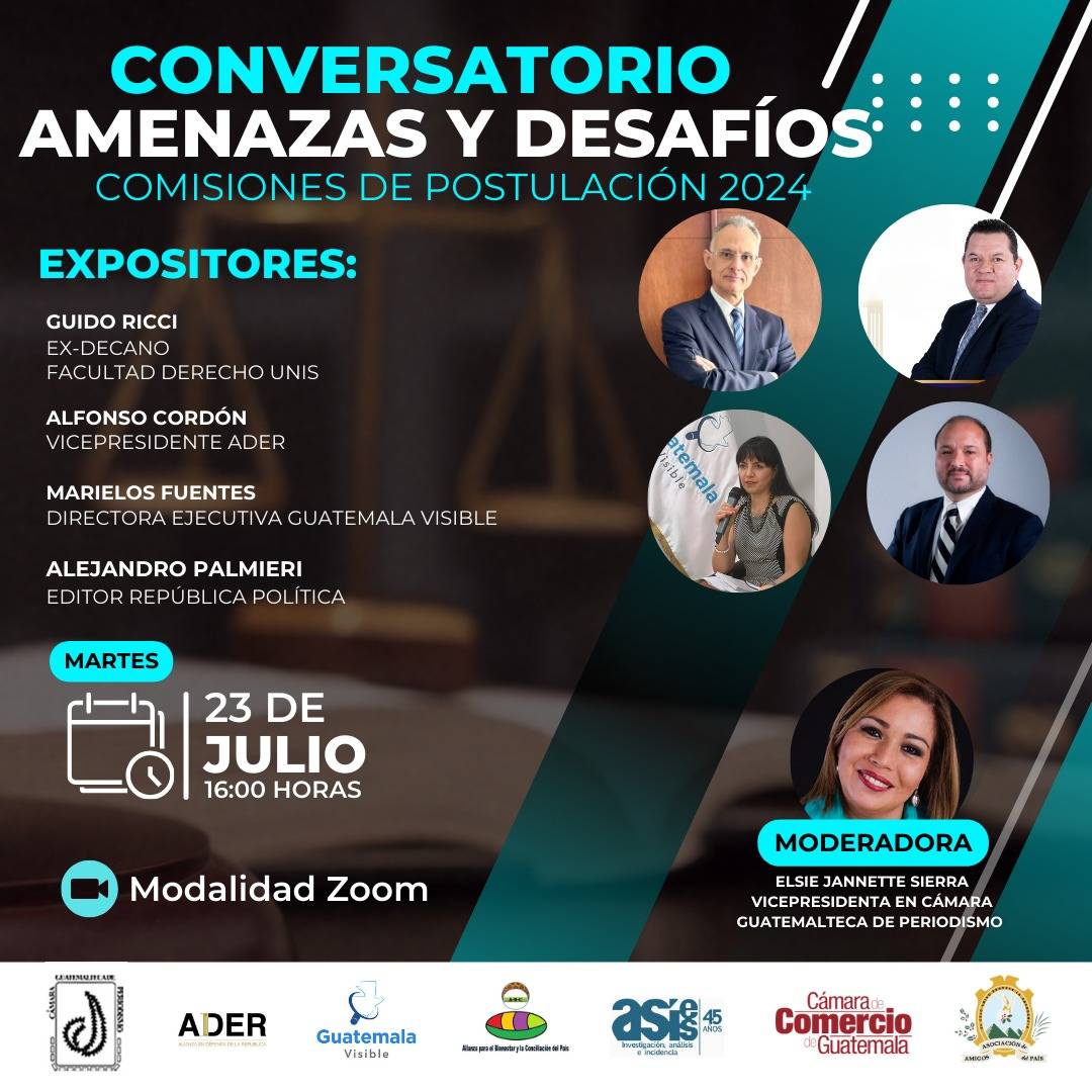 Participe en nuestro foro “AMENAZAS Y DESAFÍOS QUE ENFRENTAN LAS COMISIONES DE POSTULACIÓN” 📅 Fecha: 23 de julio de 2024 🕓 Hora: 4:00 p.m. 📍transmisión zoom inscríbete en este link: forms.gle/xmQhQP4KrqUHAs…  Los esperamos