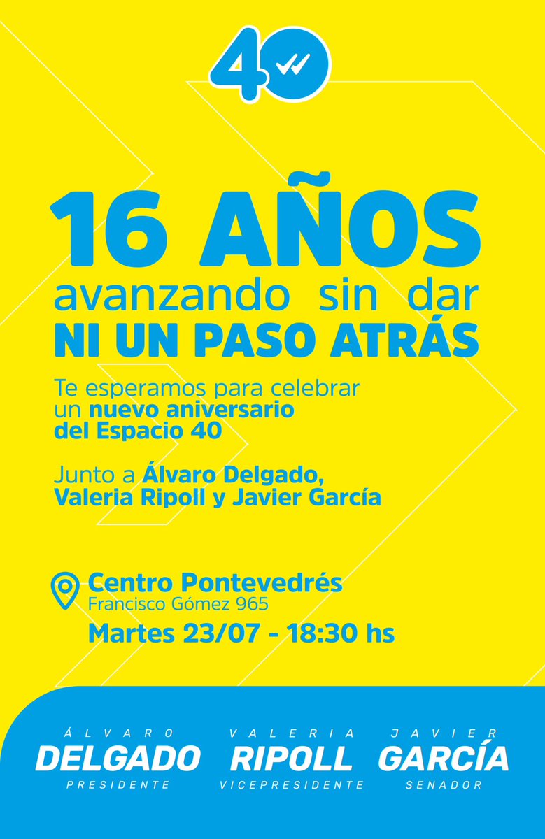 Te esperamos este martes para celebrar nuestros 16 años 

#NiUnPasoAtrás