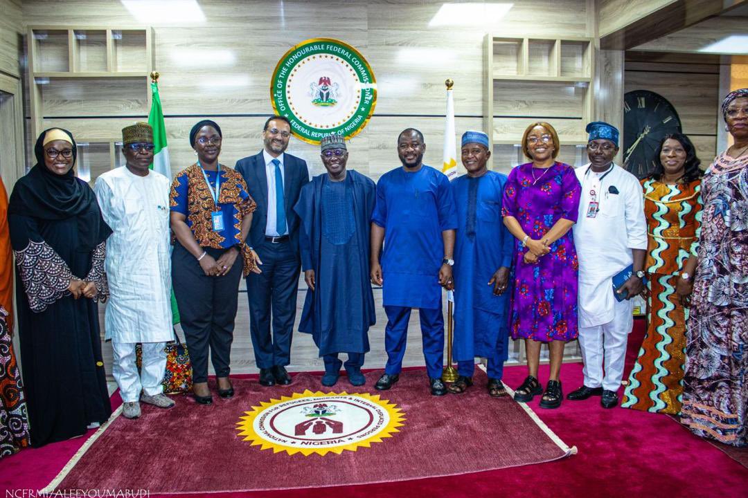 arjun_unhcr's tweet photo. Always a delight to meet with HFC H.E. Tijjani Aliyu Ahmed @ncfrmi_hfc of @OfficialNCFRMI and his team working to protect refugees, IDPs and migrants. 

We agreed to expedite the return of Nigerian🇳🇬 refugees and find livelihoods for them so they re-integrate well. #convergence https://t.co/pvTBiwutTr