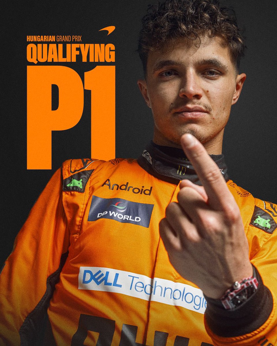 ZBrownCEO's tweet photo. P1 and P2 for Lando and Oscar in qualifying at the #HungarianGP! Front row locked! Mega performance by the whole team. We’re ready to fight for the win tomorrow. 👊 https://t.co/54oOYOT1jf