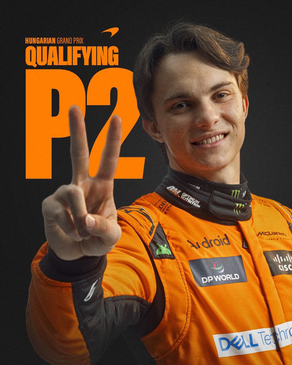 ZBrownCEO's tweet photo. P1 and P2 for Lando and Oscar in qualifying at the #HungarianGP! Front row locked! Mega performance by the whole team. We’re ready to fight for the win tomorrow. 👊 https://t.co/54oOYOT1jf