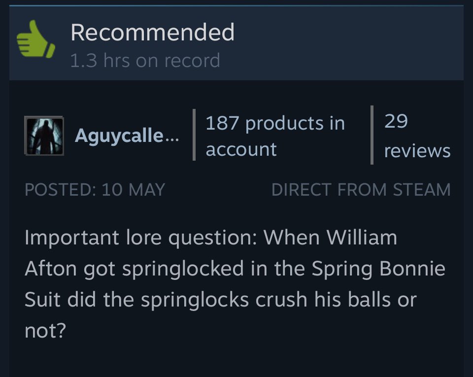 OddSteamReviews's tweet photo. Five Nights at Freddy’s 3 https://t.co/BaUf0OOnWh
